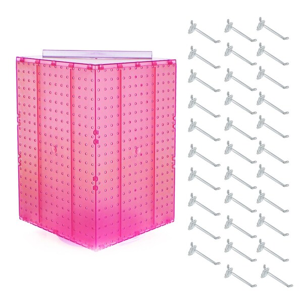 Four-Sided Revolving 14''W x 20''H Pegboard Counter Display w/ 32 4'' Hooks